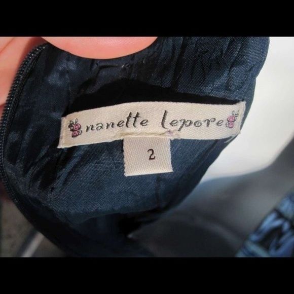 Nanette Lepore 2 Blue Open Chest Accent Blouse Silk Short Sleeve Zipper Back - Picture 14 of 16